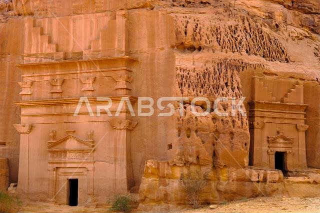 Saudi Arabia, Al Madinah Region, AlUla or Al Ula, Nabatean Tomb In Hegra (Madain Saleh) Archaeologic Site,  Jabal AlKhuraymat tomb