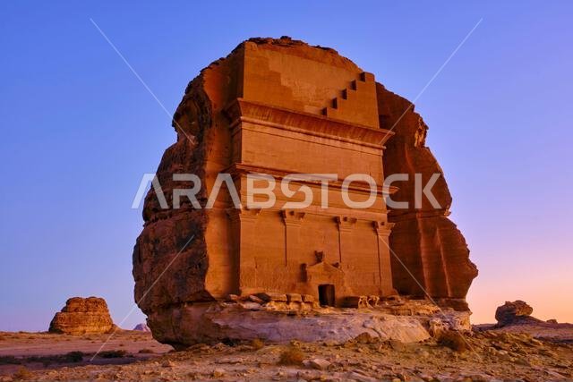 Saudi Arabia, Al Madinah Region, AlUla or Al Ula, Nabatean Tomb In Hegra (Madain Saleh) Archaeologic Site, Lihyan tomb or Qasr Al Farid