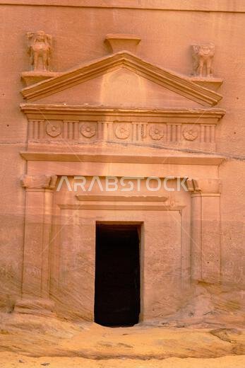 Saudi Arabia, Al Madinah Region, AlUla or Al Ula, Nabatean Tomb In Hegra (Madain Saleh) Archaeologic Site,  Jabal AlKhuraymat tomb