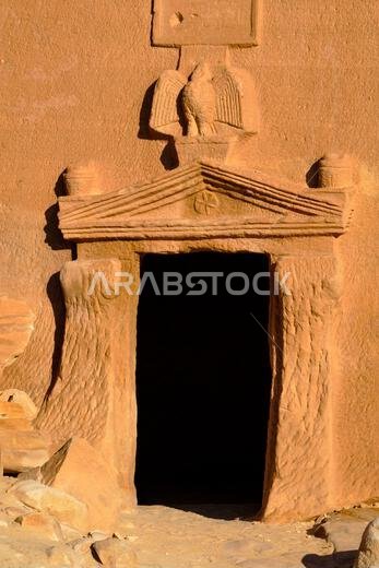 Saudi Arabia, Al Madinah Region, AlUla or Al Ula, Nabatean Tomb In Hegra (Madain Saleh) Archaeologic Site,  Jabal AlKhuraymat tomb