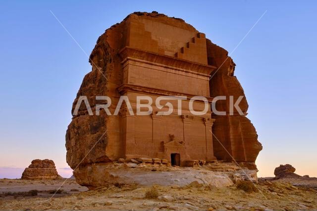 المملكة العربية السعودية، منطقة المدينة المنورة، العلا أو العلا، القبر النبطي في الحجر (مدائن صالح) الموقع الأثري، قبر لحيان أو قصر الفريد