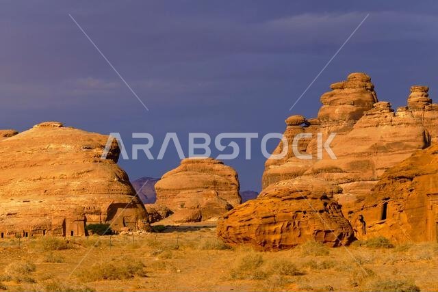 Saudi Arabia, Al Madinah Region, AlUla or Al Ula, Nabatean Tomb In Hegra (Madain Saleh) Archaeologic Site,  Jabal Ithlib
