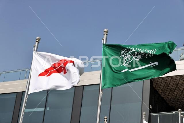 جدة، المملكة العربية السعودية. ٢٤ مارس ٢٠٢٢. أجواء حلبة السباق - الأعلام. سباق الجائزة الكبرى السعودي، الخميس ٢٤ مارس ٢٠٢٢. جدة، المملكة العربية السعودية. حقوق الصورة: جيمس موي/ألامي لايف نيوز