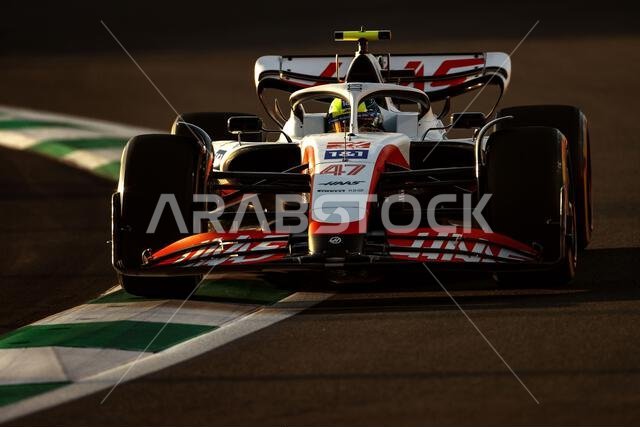 Mick Schumacher (GER) Haas VF-22. 25.03.2022 Formula 1 World Championship, Rd 2, Saudi Arabian Grand Prix, Jeddah, Saudi Arabia, Practice Day. Photo credit should read: XPB/Press Association Images. Mick Schumacher (GER) Haas VF-22. 25.03.2022 Formula 1 World Championship, Rd 2, Saudi Arabian Grand Prix, Jeddah, Saudi Arabia, Practice Day. Photo credit should read: XPB/Press Association Images.