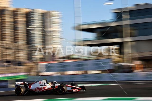 Mick Schumacher (GER) Haas VF-22. 25.03.2022 Formula 1 World Championship, Rd 2, Saudi Arabian Grand Prix, Jeddah, Saudi Arabia, Practice Day. Photo credit should read: XPB/Press Association Images. Mick Schumacher (GER) Haas VF-22. 25.03.2022 Formula 1 World Championship, Rd 2, Saudi Arabian Grand Prix, Jeddah, Saudi Arabia, Practice Day. Photo credit should read: XPB/Press Association Images.