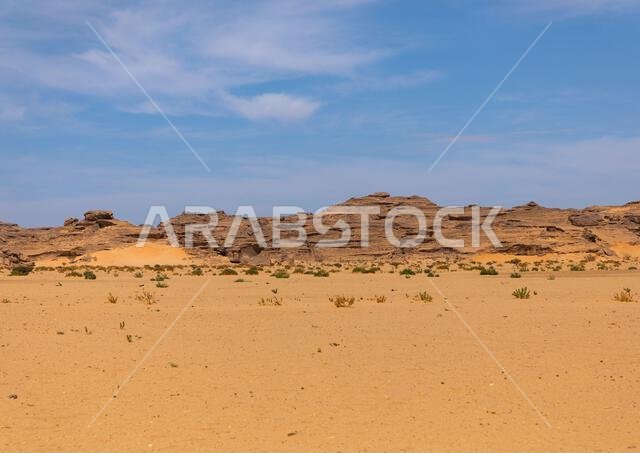 منظر طبيعي جاف في الصحراء، منطقة نجران، ثار، المملكة العربية السعودية