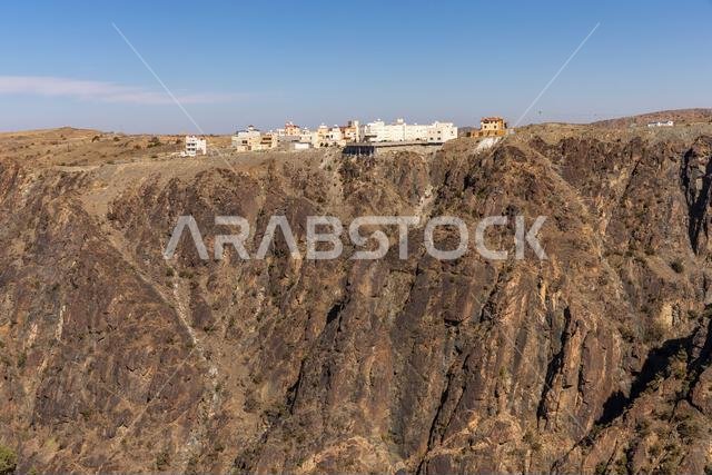 Taif, Saudi Arabia, 5th January 2022: buildings on a cliff in a city of Taif