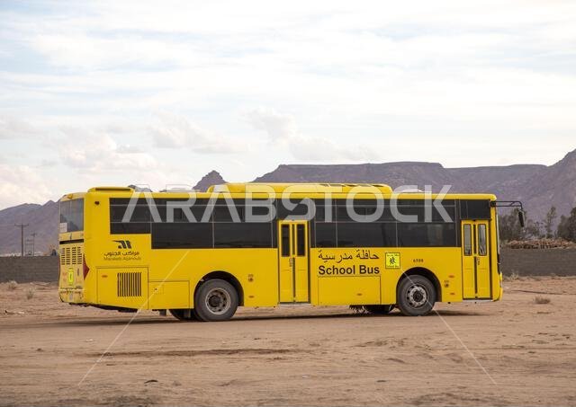 Yellow school bus, Najran Province, Najran, Saudi Arabia