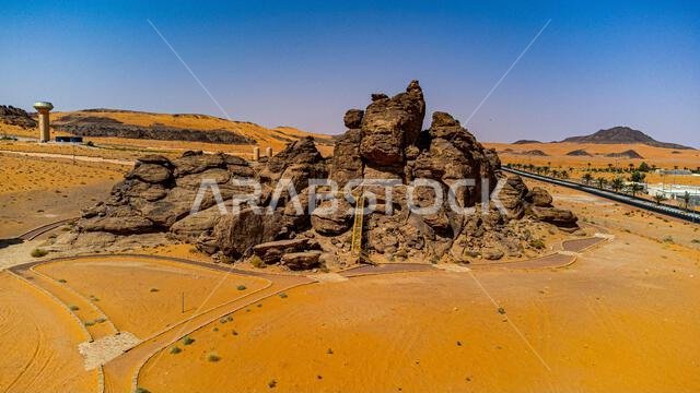 Aerial of the Rock Art in the Ha'il Region, UNESCO World Heritage Site, Jubbah, Kingdom of Saudi Arabia, Middle East