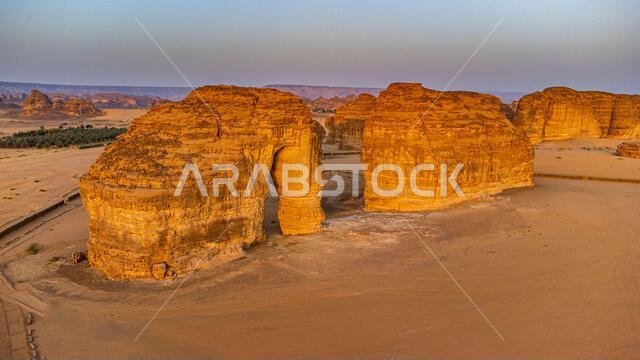 صورة جوية لصخرة الفيل، العلا، المملكة العربية السعودية، الشرق الأوسط