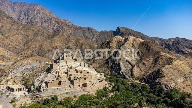 Aerial of Zee Al-Ayn (Thee Ain) historic mountain village, Kingdom of Saudi Arabia, Middle East Aerial of Zee Al-Ayn (Thee Ain) historic mountain village, Kingdom of Saudi Arabia, Middle East