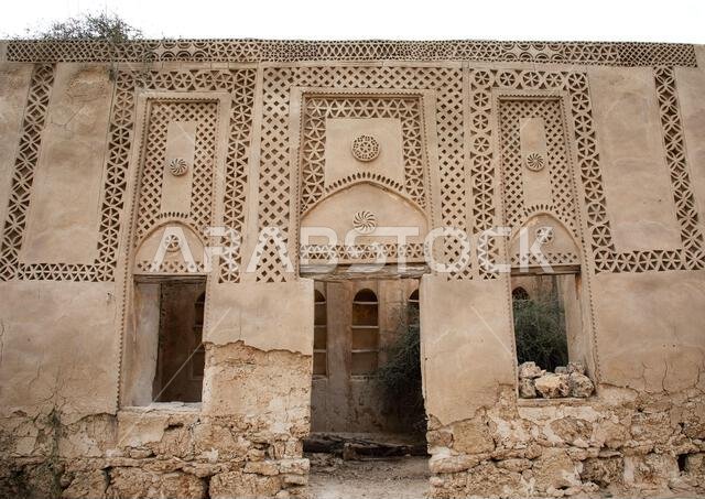 Farasani house with gypsum decoration and frescoes, Jazan Province, Farasan, Saudi Arabia
