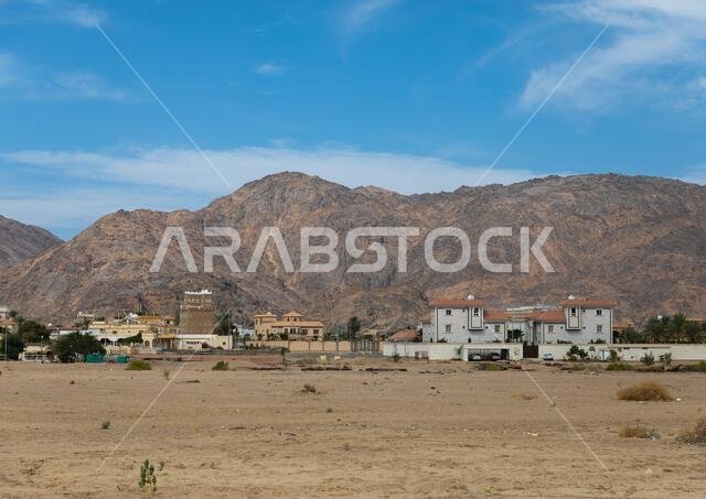 Traditional old mud house and modern ones, Najran Province, Najran, Saudi Arabia