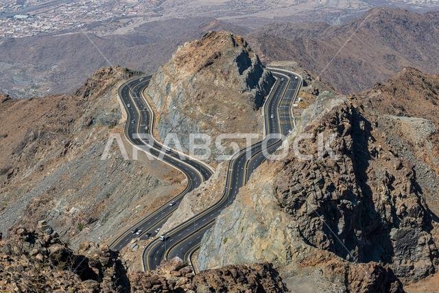 Al Hada road in between the mountains, Taif, Kingdom of Saudi Arabia, Middle East