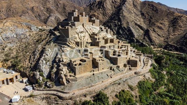 Aerial of Zee Al-Ayn (Thee Ain) historic mountain village, Kingdom of Saudi Arabia, Middle East Aerial of Zee Al-Ayn (Thee Ain) historic mountain village, Kingdom of Saudi Arabia, Middle East