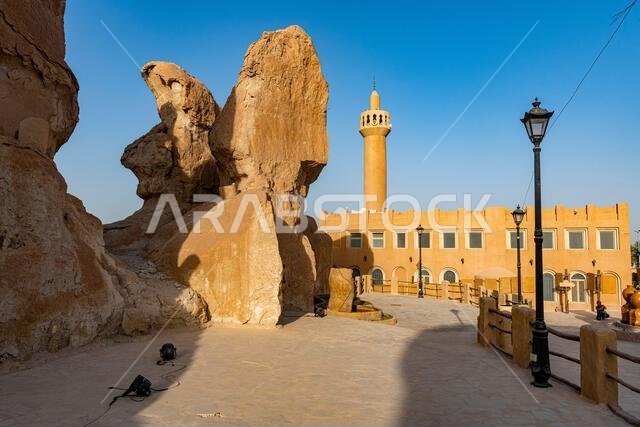 Mosque at the Al Qarah mountain, Al Ahsa (Al Hasa) Oasis, UNESCO World Heritage Site, Hofuf, Kingdom of Saudi Arabia, Middle East