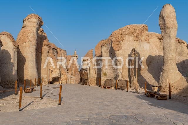 مدخل جبل القره، واحة الأحساء، موقع تراث عالمي لليونسكو، الهفوف، المملكة العربية السعودية، الشرق الأوسط