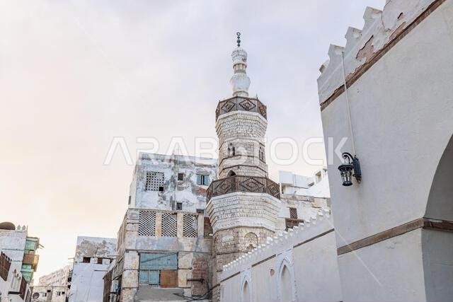 Middle East, Saudi Arabia, Mecca, Jeddah, Al-Balad. The Al Shafei Mosque in the Al Balad historical district.