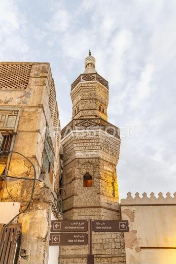 Middle East, Saudi Arabia, Mecca, Jeddah, Al-Balad. The Al Shafei Mosque in the Al Balad historical district.