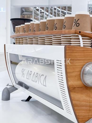 % Arabica coffee shop and roastery photographed on January 30, 2024 in Riyadh, Saudi Arabia. % Arabica is an international Japanese specialty coffee chain brand founded by Kenneth Shoji and headquartered in the KyotoÕs historic Higashiyama district with over 130 locations internationally. The stores focus on having a clean, minimalist style fitting the Japanese design principles of simple beauty. Photo by Victor Fraile / Power Sport Images % Arabica coffee shop and roastery photographed on January 30, 2024 in Riyadh, Saudi Arabia. % Arabica is an international Japanese specialty coffee chain brand founded by Kenneth Shoji and headquartered in the KyotoÕs historic Higashiyama district with over 130 locations internationally. The stores focus on having a clean, minimalist style fitting the Japanese design principles of simple beauty. Photo by Victor Fraile / Power Sport Images