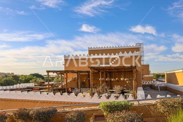 الرياض المملكة العربية السعودية 2 فبراير 2023: الدرعية العاصمة القديمة . آثار الدرعية بالطريف - الثقافة السعودية. اليوم الوطني