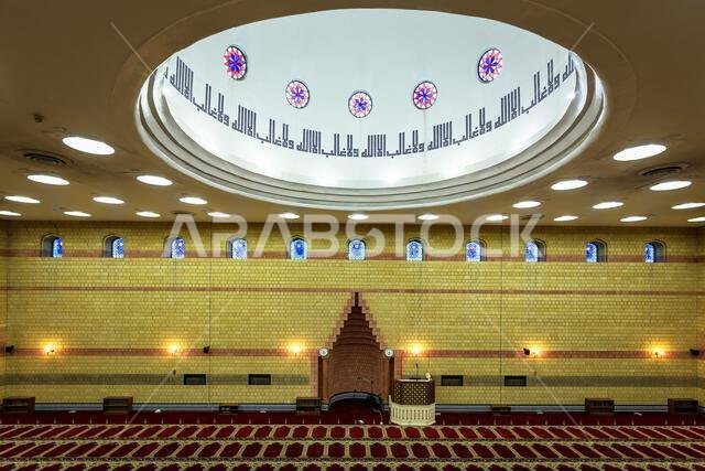 Beautiful Masjid iin Dammam inside view. City Dammam, Saudi Arabia