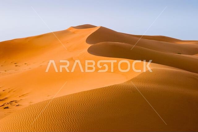 أنماط الكثبان الرملية المجردة بالقرب من دبي في الإمارات العربية المتحدة.