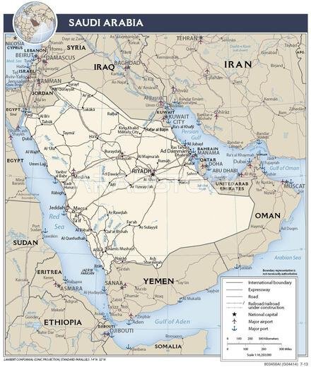 خريطة النقل في المملكة العربية السعودية.