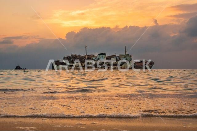 Al Fahad shipwreck at Red sea shore of Jeddah, Saudi Arabia