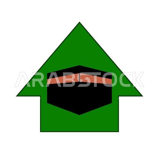 qibla muslim prayer direction badge used in various rooms or buildings to show the direction of Mecca