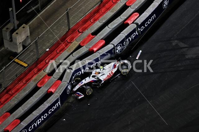 Mick Schumacher (GER) Haas VF-21 crashed out of the race. Saudi Arabian Grand Prix, Sunday 5th December 2021. Jeddah, Saudi Arabia. Mick Schumacher (GER) Haas VF-21 crashed out of the race. Saudi Arabian Grand Prix, Sunday 5th December 2021. Jeddah, Saudi Arabia.