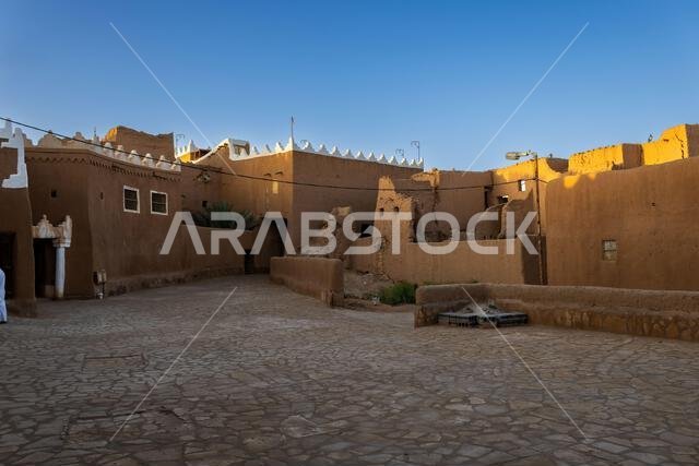 A square and traditional Arab mud brick architecture in Ushaiqer, Saudi Arabia