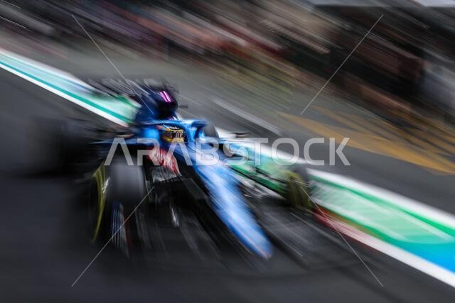 Fernando Alonso (ESP) Alpine F1 Team A521 leaves the pits. 04.12.2021. Formula 1 World Championship, Rd 21, Saudi Arabian Grand Prix, Jeddah, Saudi Arabia, Qualifying Day.  Photo credit should read: XPB/Press Association Images.