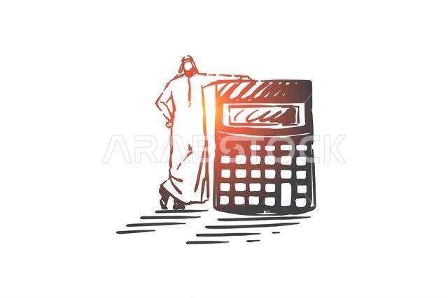 رسم تخطيطي لمفهوم حساب مخاطر الأعمال. تقييم الميزانية، التدقيق المالي، الثقافة الاقتصادية، المحاسبة، استعارة مسك الدفاتر، رجل أعمال عربي رسم تخطيطي لمفهوم حساب مخاطر الأعمال. تقييم الميزانية، التدقيق المالي، الثقافة الاقتصادية، المحاسبة، استعارة مسك الدفاتر، رجل أعمال عربي