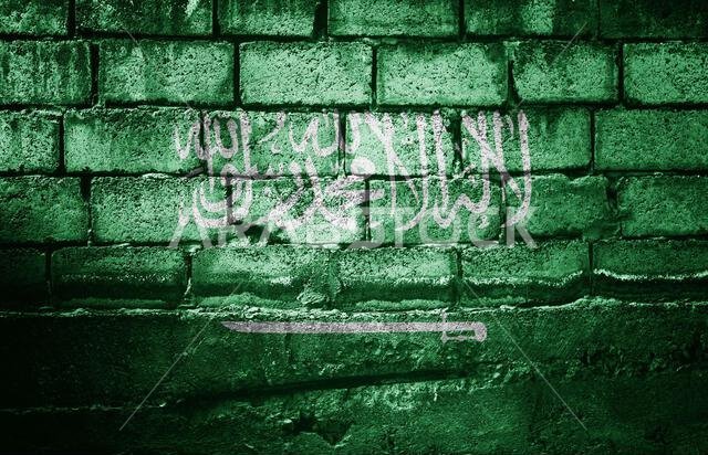 Dark brick wall with the flag