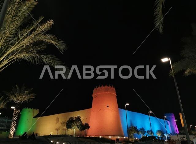 Evening shot of Al Masmak Fort in Riyadh Saudi Arabia