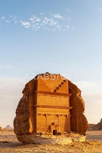 Amazing carved buildings of Hegra (known as Madain Saleh or Al Hijr) similar to those at Petra found near AlUla in Saudi Arabia