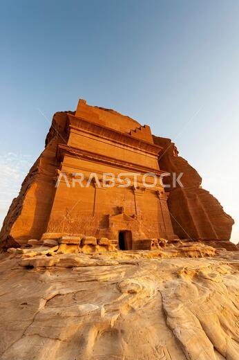 Amazing carved buildings of Hegra (known as Madain Saleh or Al Hijr) similar to those at Petra found near AlUla in Saudi Arabia