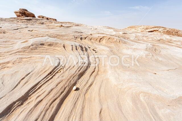 Sandstone rock formations of crazy shapes in the desert near Medina and AlUla and Madain Saleh in Saudi Arabia