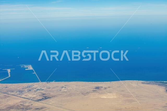 منظر جوي لساحل الخليج العربي، قطر