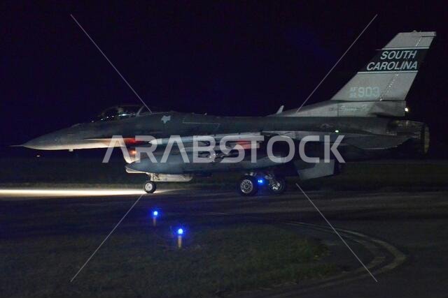 U.S. Air Force F-16 Fighting Falcon jets, assigned to the South Carolina Air National Guard’s 169th Fighter Wing, prepare to depart McEntire Joint National Guard Base, South Carolina, to support an Air Expeditionary Force deployment to Prince Sultan Air Base Saudi Arabia, April 12, 2021. The 169th Fighter Wing will support U.S. Central Command (CENTCOM) by preserving operational depth, staging joint forces and projecting overwhelming combat power in the region. This is the wing’s largest deploym