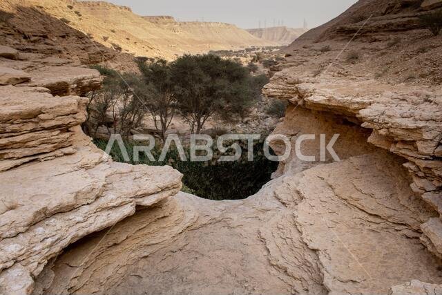 The eroded canyon bed right above the main pool at Sha'ib Luha near Riyadh