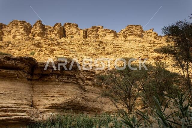 A rock cliff in the Sha'ib Luha valley south of Riyadh, Saudi Arabia