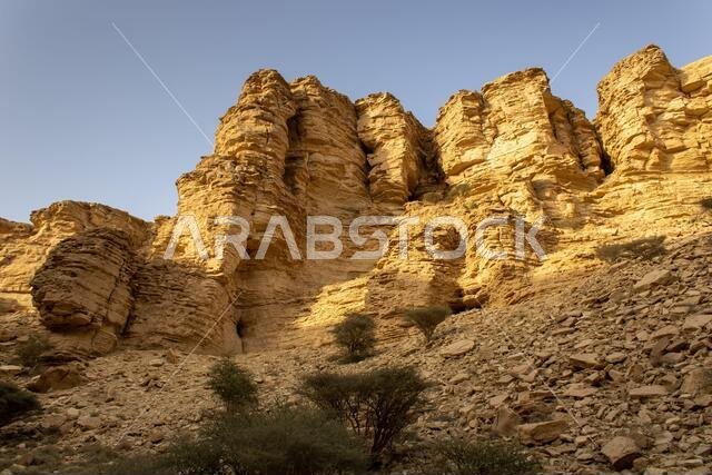 A rock cliff in the Sha'ib Luha valley south of Riyadh, Saudi Arabia