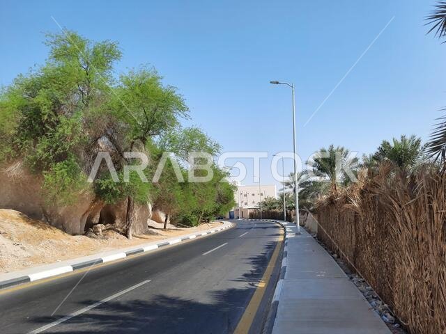 H, SAUDI ARABIA - Aug 20, 2021: The location near Al Qarah Mountains, in Al Hofuf, Saudi Arabia during daylight