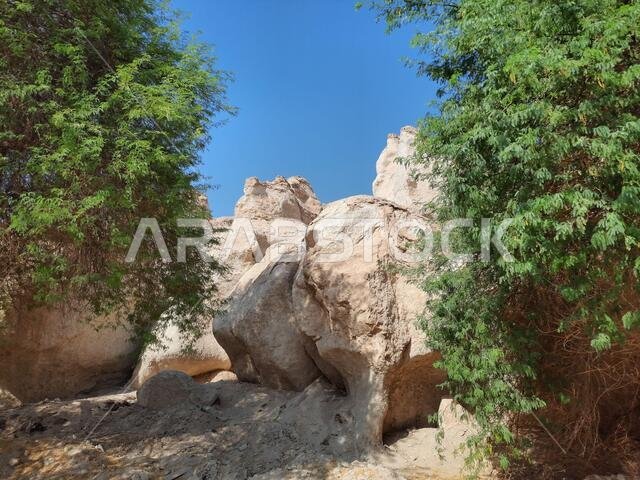 Beautiful Al Qarah Mountains, in Al Hofuf, Saudi Arabia during daylight
