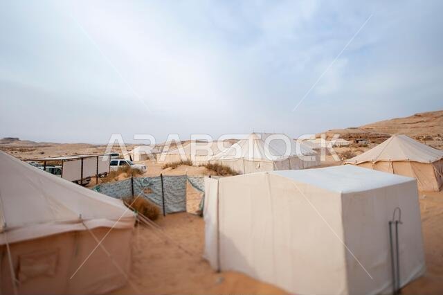 Royal hunting camp in the desert near Medina in Saudi Arabia