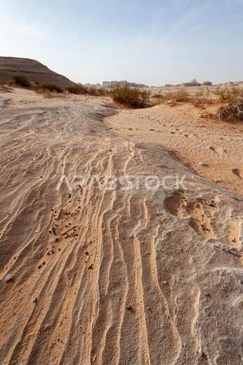 Sandstone rock formations of crazy shapes in the desert near Medina and AlUla and Madain Saleh in Saudi Arabia