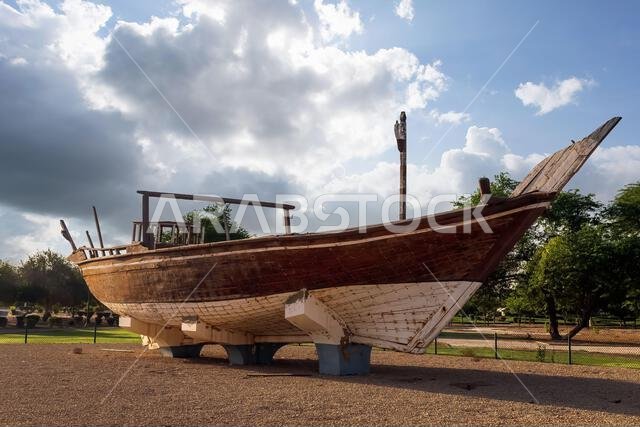 A Traditional wooden Boat in Aqua Park at Jubail Saudi Arabia.