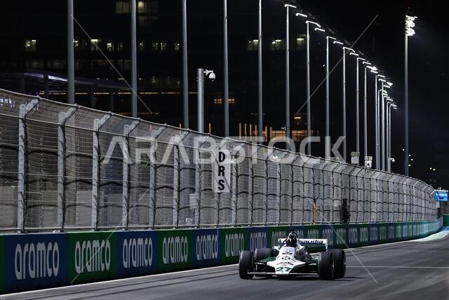 Damon Hill (GBR) Sky Sports Presenter drives the Williams Racing FW07. 02.12.2021. Formula 1 World Championship, Rd 21, Saudi Arabian Grand Prix, Jeddah, Saudi Arabia, Preparation Day. Photo credit should read: XPB/Press Association Images. Damon Hill (GBR) Sky Sports Presenter drives the Williams Racing FW07. 02.12.2021. Formula 1 World Championship, Rd 21, Saudi Arabian Grand Prix, Jeddah, Saudi Arabia, Preparation Day. Photo credit should read: XPB/Press Association Images.